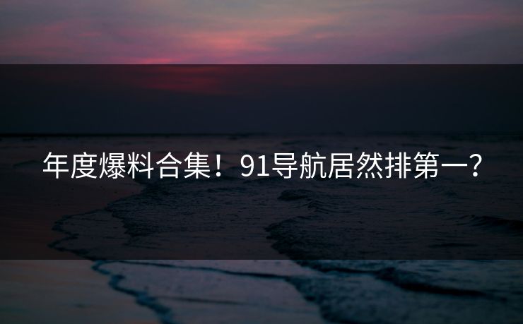 年度爆料合集！91导航居然排第一？