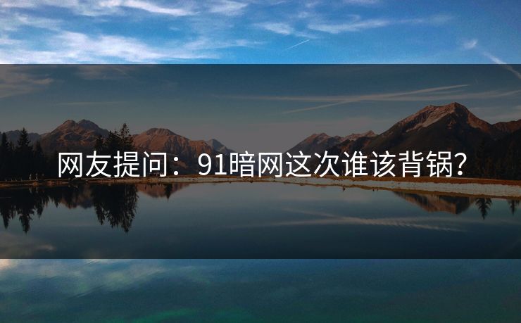 网友提问：91暗网这次谁该背锅？