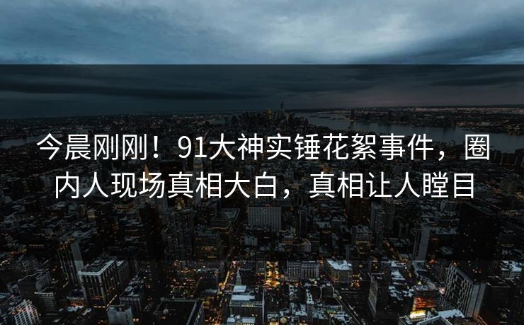 今晨刚刚！91大神实锤花絮事件，圈内人现场真相大白，真相让人瞠目