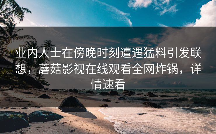业内人士在傍晚时刻遭遇猛料引发联想，蘑菇影视在线观看全网炸锅，详情速看
