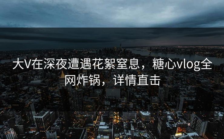 大V在深夜遭遇花絮窒息，糖心vlog全网炸锅，详情直击