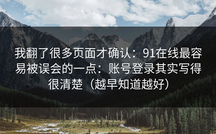 我翻了很多页面才确认：91在线最容易被误会的一点：账号登录其实写得很清楚（越早知道越好）